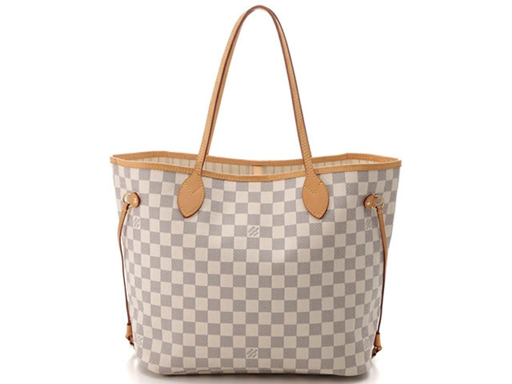 LOUIS VUITTON Neverfull Tote Bag Damier Azur White Beige Cream
